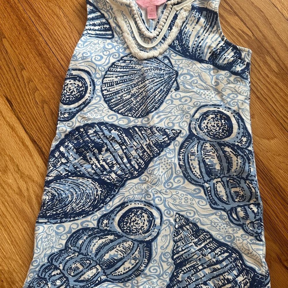 Lilly Pulitzer Blue and White Seashell Pattern Dress